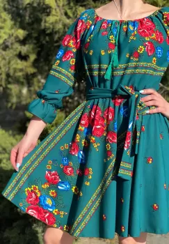 Rochie stilizata cu motive traditionale Sanziana 3 imagine