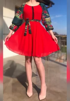 Rochie stilizata cu motive traditionale Viorela 2 imagine