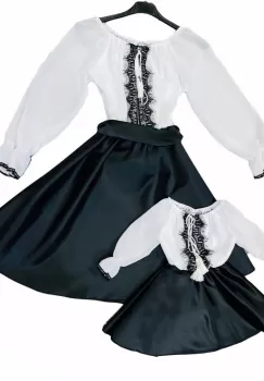 Rochie stilizata dama alb si negru imagine