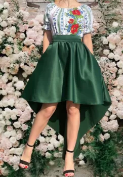 Rochie stilizata traditional asimetrica cu maci 2 imagine