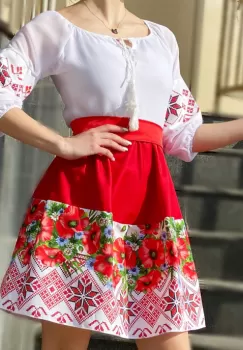 Rochie Traditionala stilizata cu Maci 10 imagine