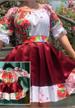 Rochie Traditionala stilizata cu maci 15 imagine
