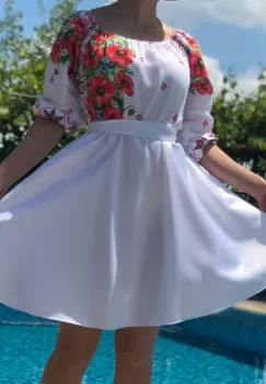 Rochie Traditionala stilizata cu maci 20 imagine