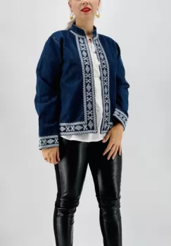 Sacou denim brodat Ceci 2 imagine