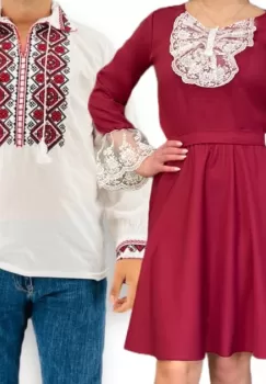 Set Cuplu 430 Camasa Traditionala si Rochie Scurta imagine