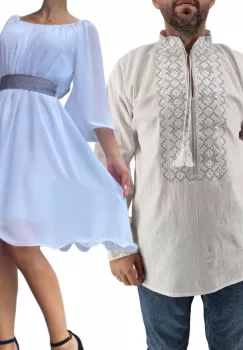 Set Cuplu 433 Camasa Traditionala si Rochie Scurta imagine