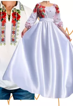 Set Cuplu 449 Camasa Traditionala si Rochie Stilizata cu motive traditionale imagine