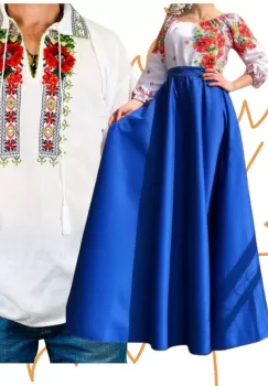 Set Cuplu 450 Camasa Traditionala si Rochie Stilizata cu motive traditionale imagine