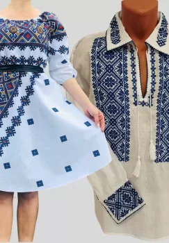 Set Cuplu 610 Camasa Traditionala si Rochie Stilizata cu motive traditionale imagine