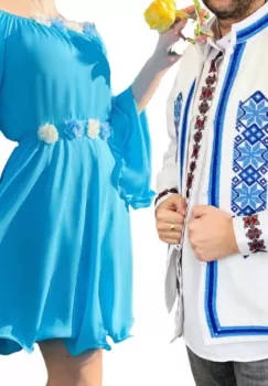 Set Cuplu Traditional 274 Vesta Traditionala si Rochie cu motive traditionale imagine