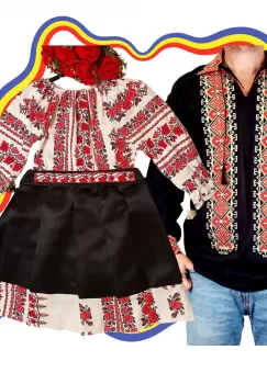 Set Cuplu Traditional 300 Camasa Traditionala si Rochie cu motive traditionale imagine
