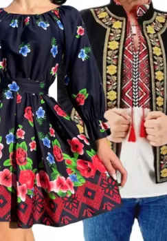 Set Cuplu Traditional 398 SacouTraditional si Rochie Traditionala imagine