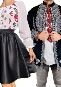 Set Cuplu Traditional 399 SacouTraditional si Rochie Traditionala imagine