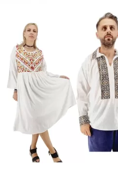 Set Cuplu Traditional 561 Camasa Traditionala si Rochie Traditionala imagine