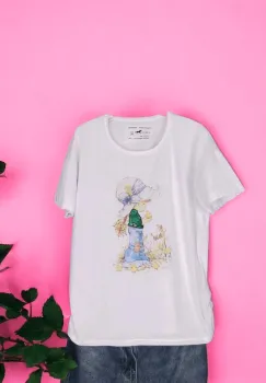 Tricou Dama cu Fetite Alb 15 imagine