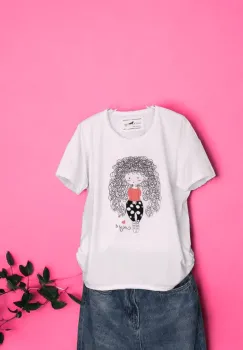 Tricou Dama cu Fetite Alb 16 imagine