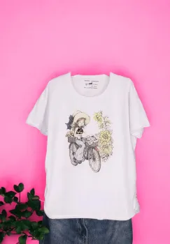 Tricou Dama cu Fetite Alb 7 imagine