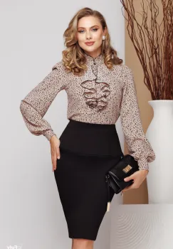 Bluza dama eleganta din voal cu picatele si jabou cret imagine