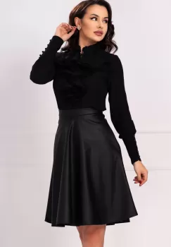 Bluza dama eleganta Effect neagra din voal cu jabou imagine