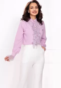 Bluza eleganta lila InPuff cu dantela delicata imagine