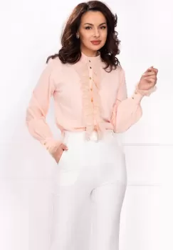Bluza eleganta peach InPuff cu dantela delicata imagine