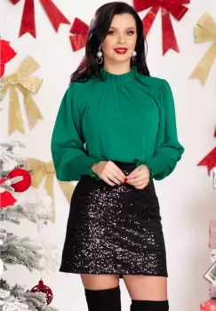 Bluza eleganta verde cu mansete elastice imagine