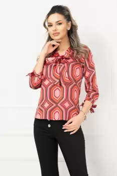 Bluza InPuff eleganta satinata cu imprimeu geometric colorat imagine