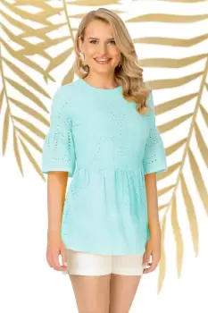 Bluza Pretty Girl mint de vara cu broderie englezeasca imagine