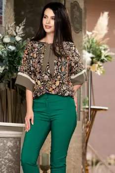 Bluza Venezia kaki cu imprimeu digital floral imagine