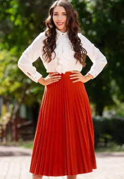 Camasa alba dama office cu jabou cret si nasturi aurii imagine