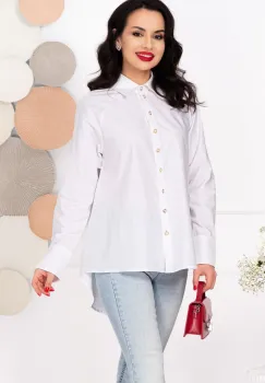 Camasa alba oversize asimetrica din bumbac imagine