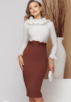 Camasa dama office alba eleganta cu volane plisate imagine