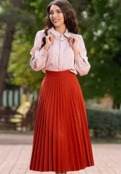 Camasa dama office rose cu colier auriu din perle imagine