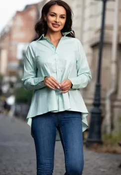 Camasa urban girl vernil asimetrica din bumbac imagine