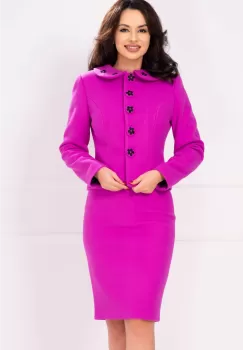 Compleu Effect magenta cu fusta si sacou din stofa groasa imagine