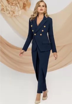 Pantaloni bleumarin Pretty Girl cu design tip lalea imagine