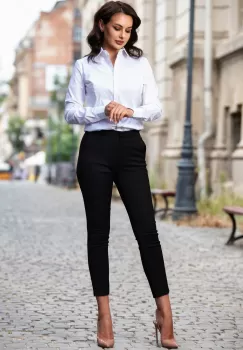 Pantaloni dama office Effect conici negri imagine