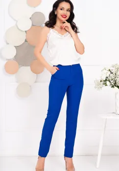 Pantaloni office conici albastru royal imagine