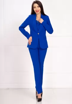 Pantaloni office conici albastru royal imagine