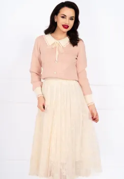 Pulover din tricot fin roz Lotus cu inimioare in relief imagine