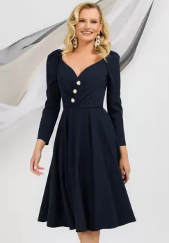 Rochie bleumarin Pretty Girl eleganta in clos cu decolteu inima imagine