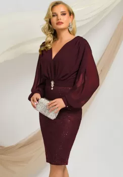 Rochie de ocazie Pretty Girl bordo cu dantela pretioasa imagine