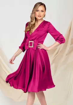 Rochie de ocazie Pretty Girl fucsia in clos cu cordon tip funda imagine
