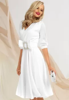 Rochie de ocazie Pretty Girl ivoire in clos cu cordon tip funda imagine