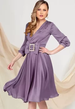 Rochie de ocazie Pretty Girl lila in clos cu cordon tip funda imagine