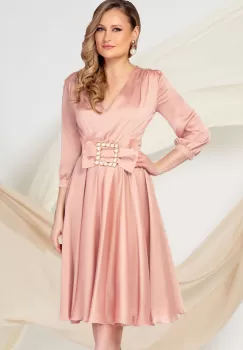 Rochie de ocazie Pretty Girl roz prafuit in clos cu cordon detasabil tip funda imagine