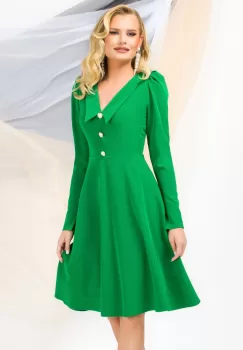 Rochie de ocazie Pretty Girl verde in clos cu guler ascutit imagine