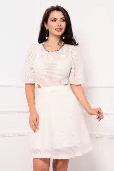 Rochie de zi eleganta alba cu decupaj la spate imagine