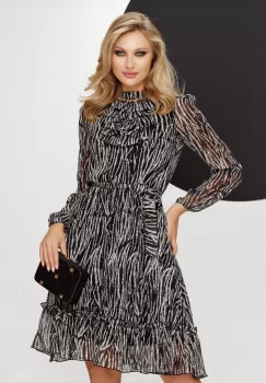 Rochie de zi Fofy in clos din voal cu imprimeu grafic imagine