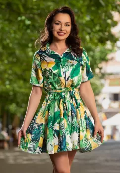 Rochie de zi in clos cu imprimeu lamai imagine